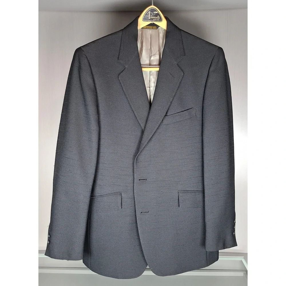 Vintage 70s‎ Petrocelli 3 Piece Suit Mens 40R Black Vest Pants Disco